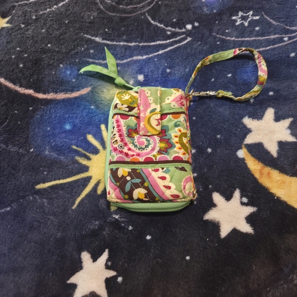 Vera Bradley Floral Paisley Wristlet - Multi Green Pink - Picture 2 of 4